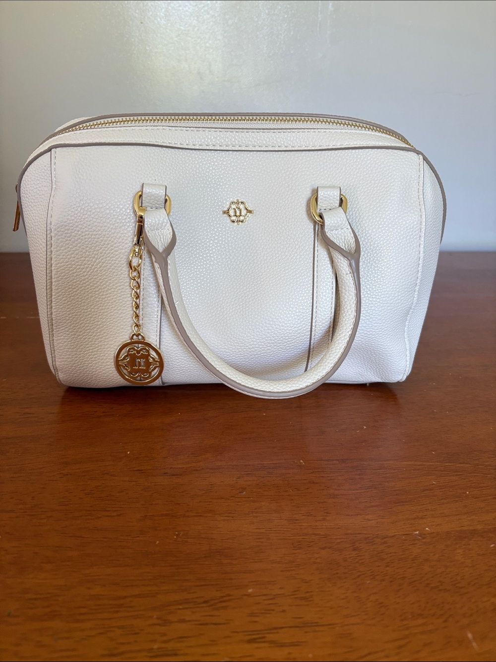 Nanette Lepore Cream Satchel with Gold Hardware